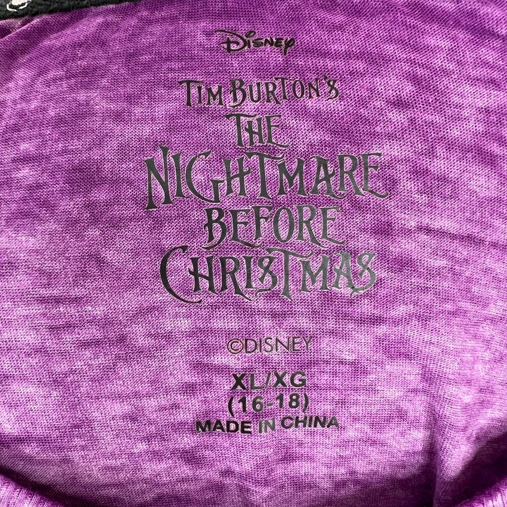 DISNEY Tim Burton Nightmare Before Christmas Purple Graphic Tee Sleep Shirt XL - Picture 6 of 8